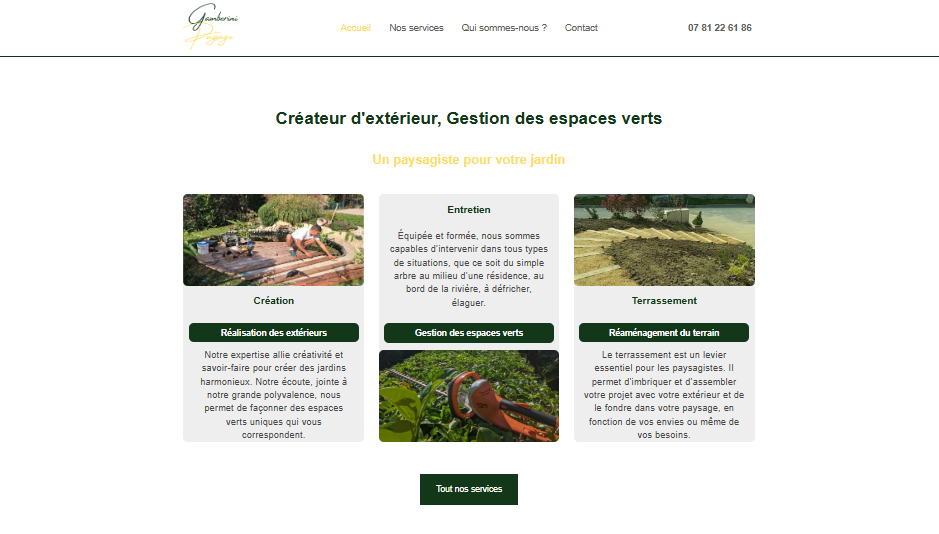 Aperçu du site gamberini-paysage-savoie.fr LSIWEB création et développement de site web en savoie
